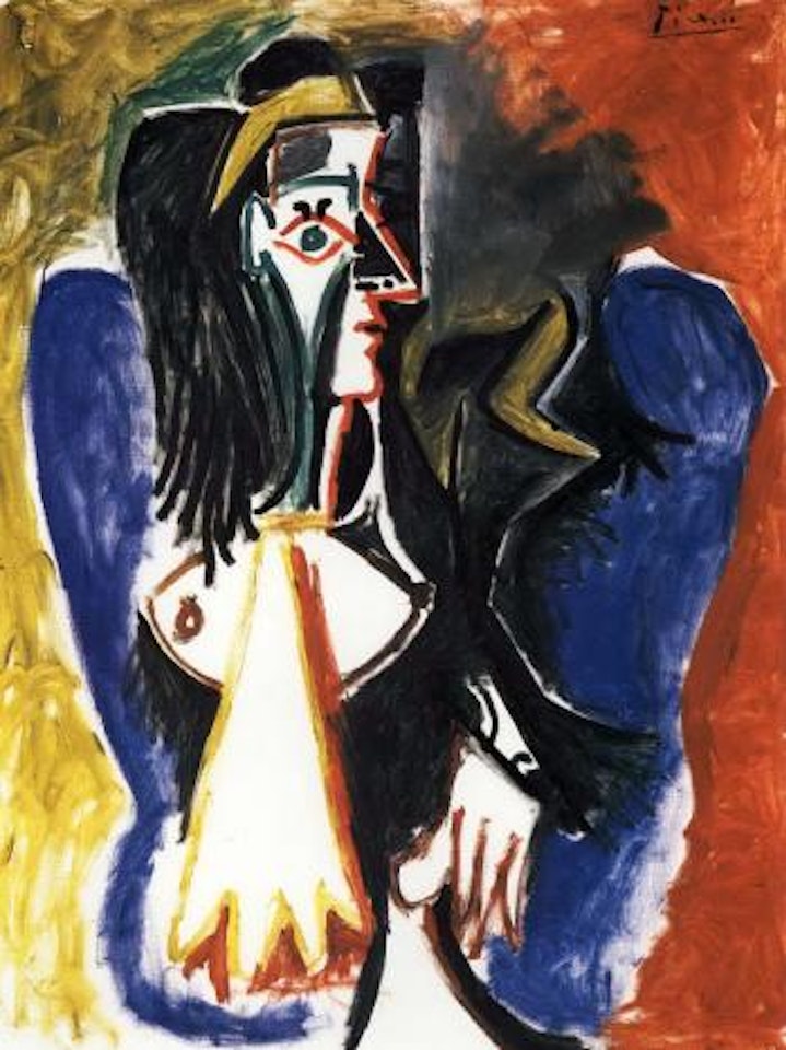 Femme assise de profil dans un fauteuil bleu by Pablo Picasso