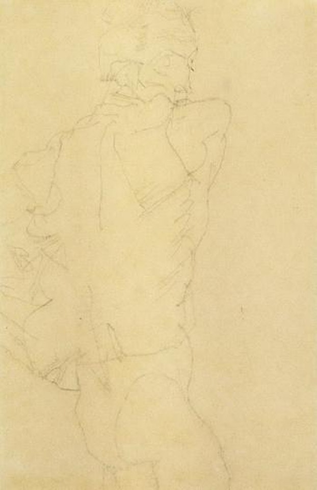 Halbbekleideter mann - partially clothed man by Egon Schiele