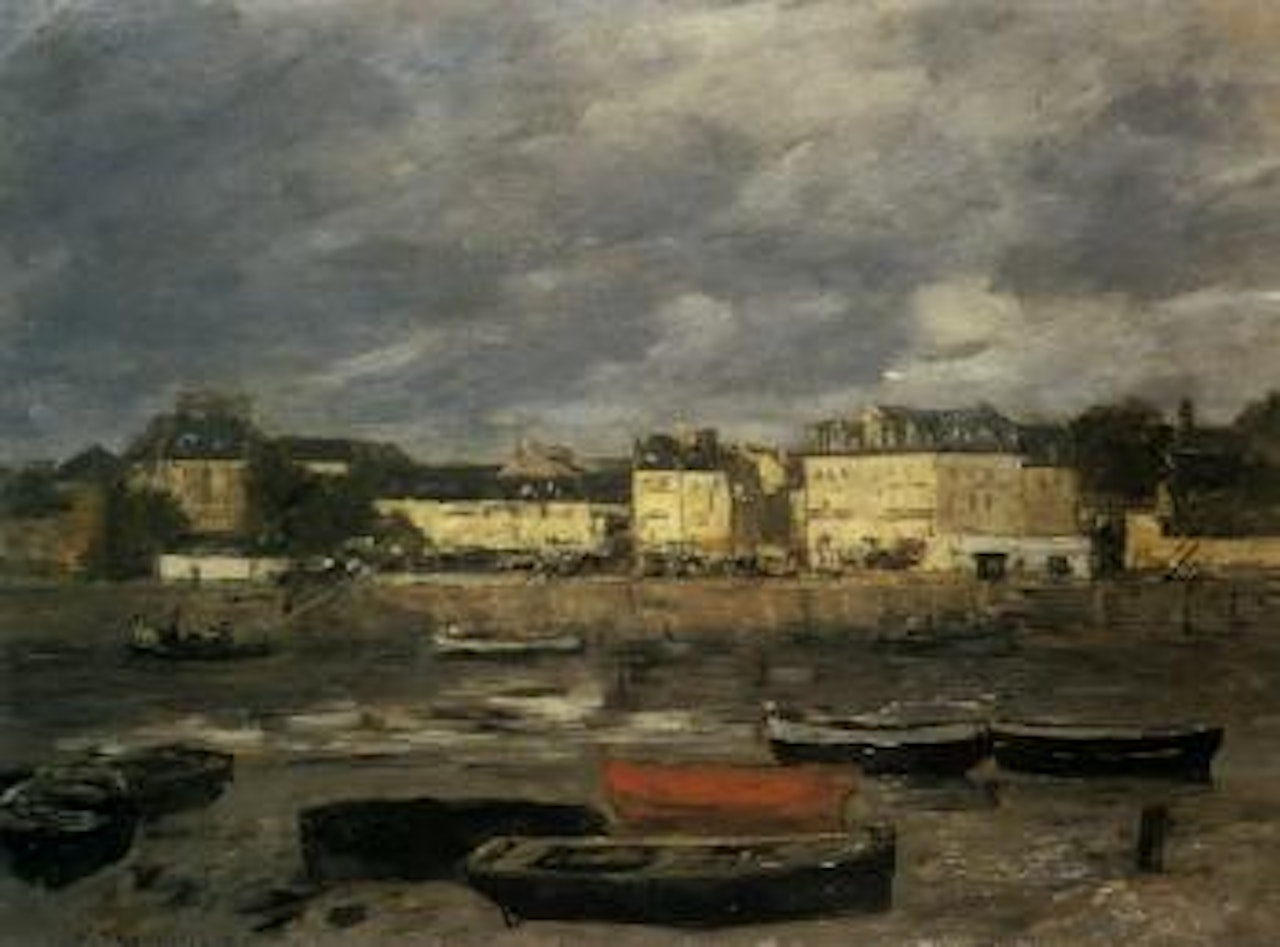 Trouville, le port vu de Deauville by Eugène Boudin