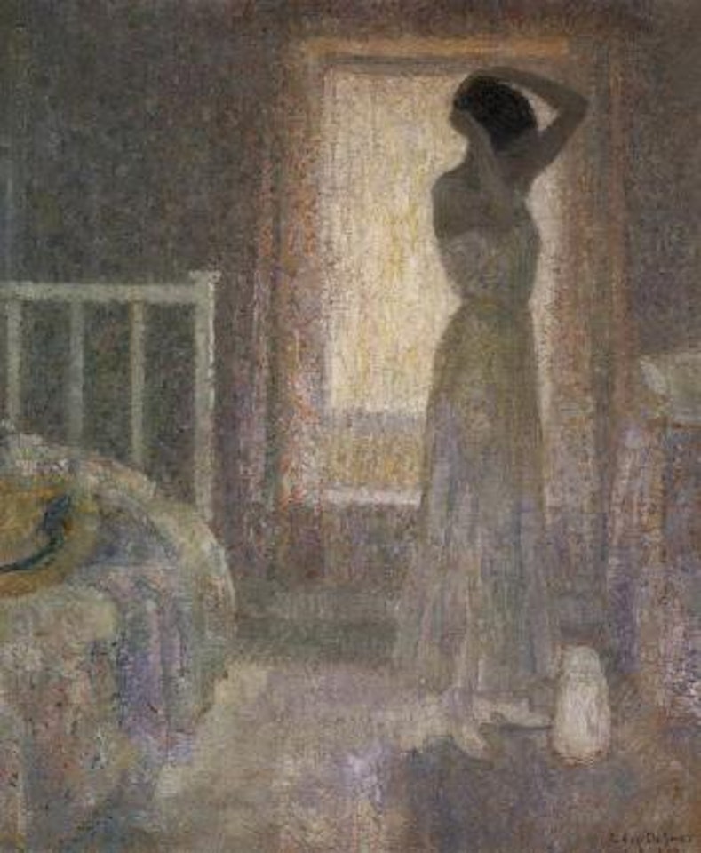 Femme se coiffant a la fenetre by Leon de Smet