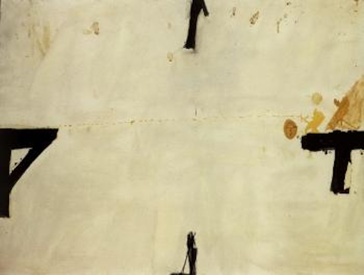 White with four black signs by Antoni Tapies