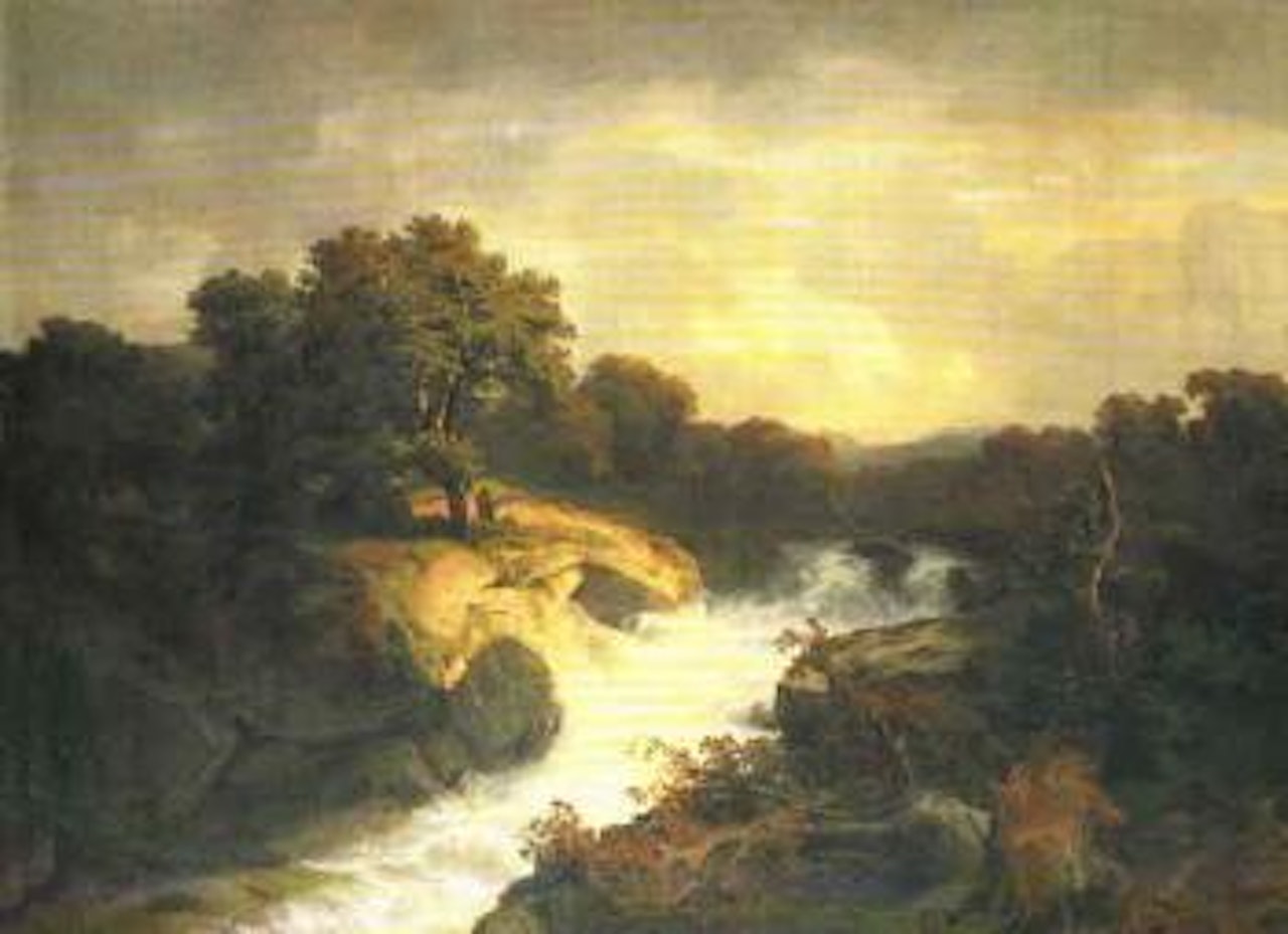 Cours d'eau, arbres, rochers by Alexandre Calame