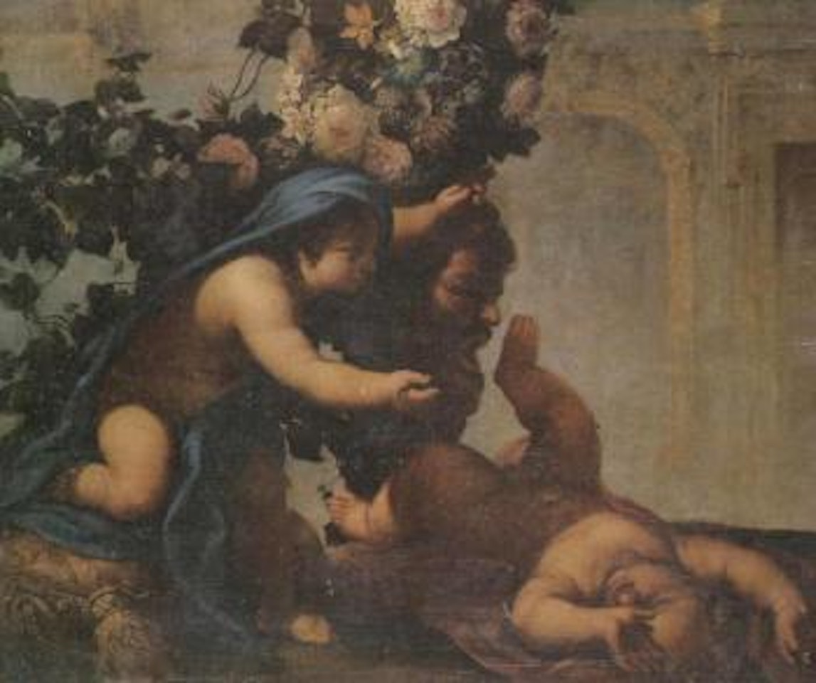 Putti playing beneath garland of flowers by Carlo Maratta by Franz Werner von Tamm