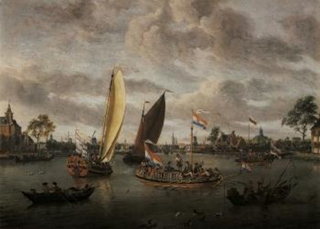 Amsterdam, the river Amstel seen from the Buiten Amstel by Abraham Storck