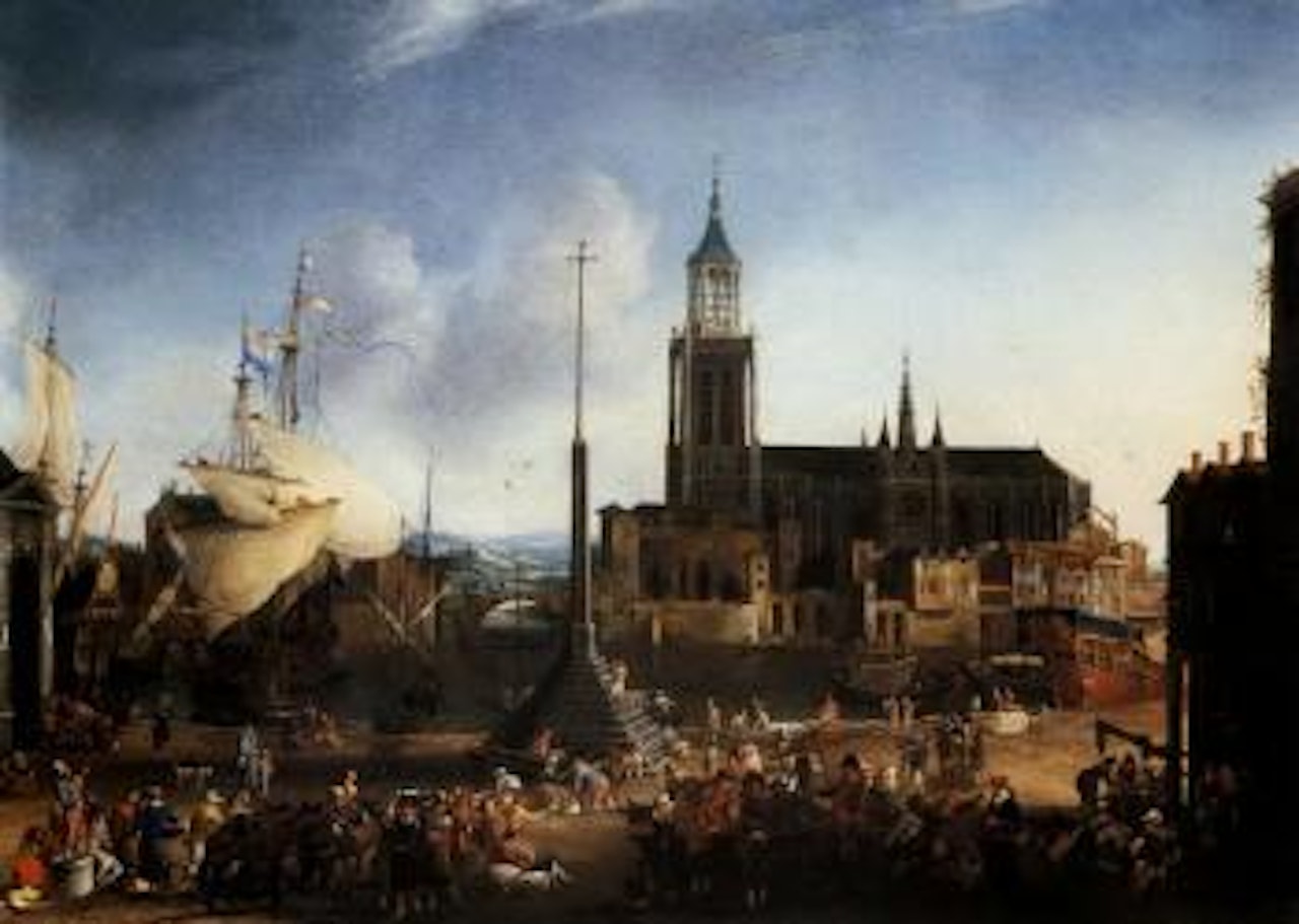 Dutch harbour scene by Jan Abrahamsz. Beerstraten