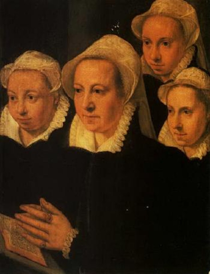 Four female donors, the right hand wing of an altar-piece by Adriaen Thomas Key