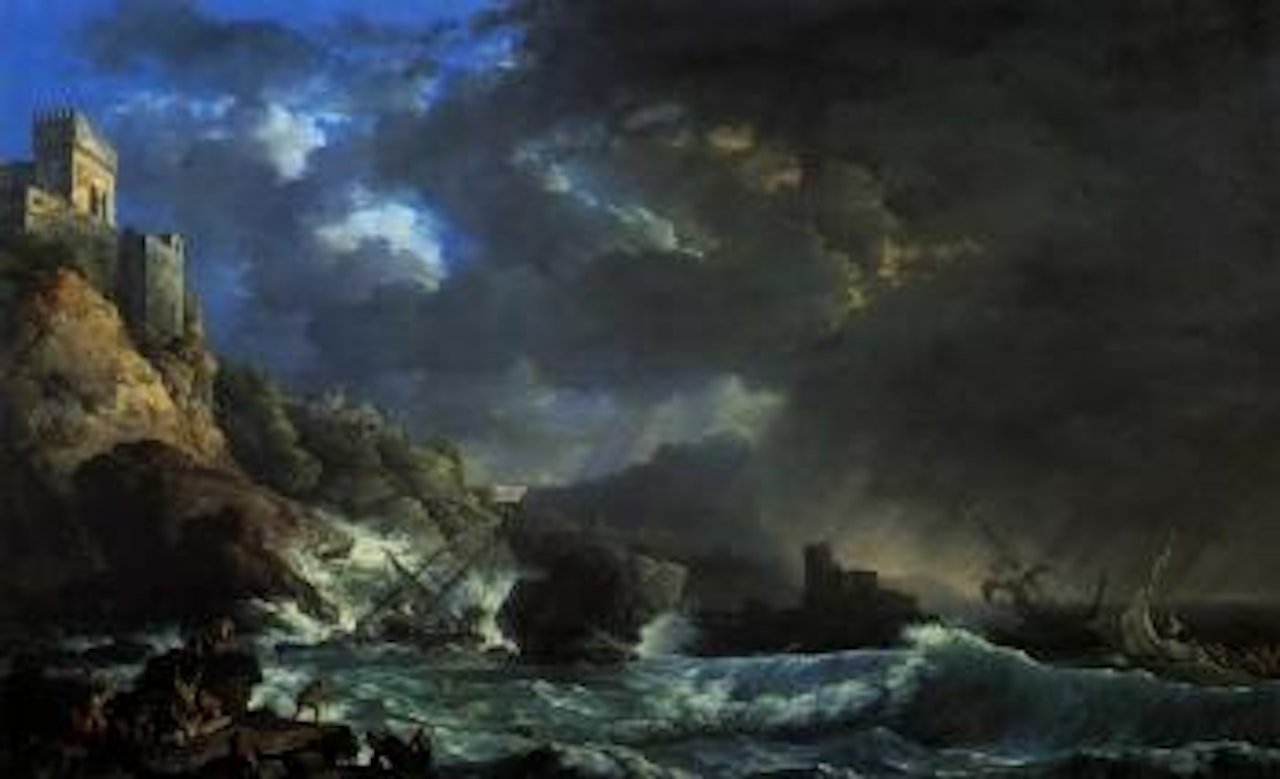 Storm off a rocky coast by Carlo Bonavia