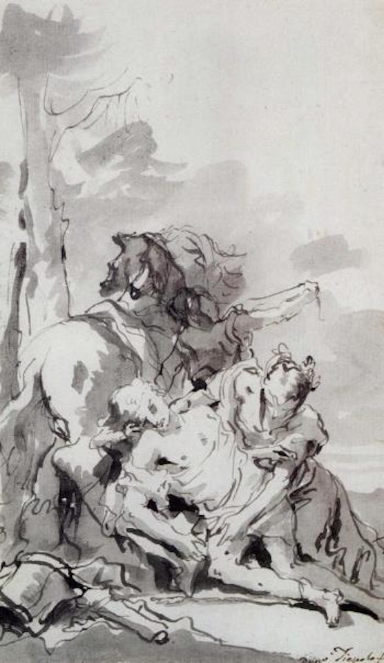 Angelica staunching the wounds of Medoro by Giovanni Domenico Tiepolo