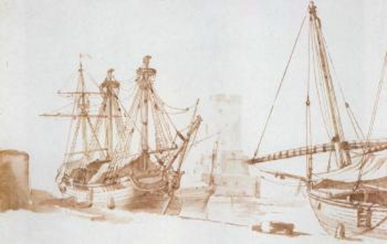 Study of boats in the Darsena, Naples Harbour by Claude Joseph Vernet