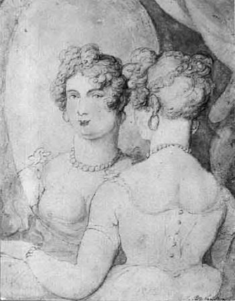 Woman looking in a mirror by Thomas Rowlandson