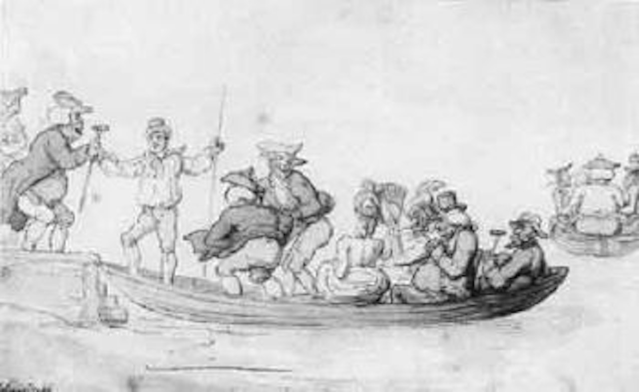 Boating party on Chelsea reach by Thomas Rowlandson