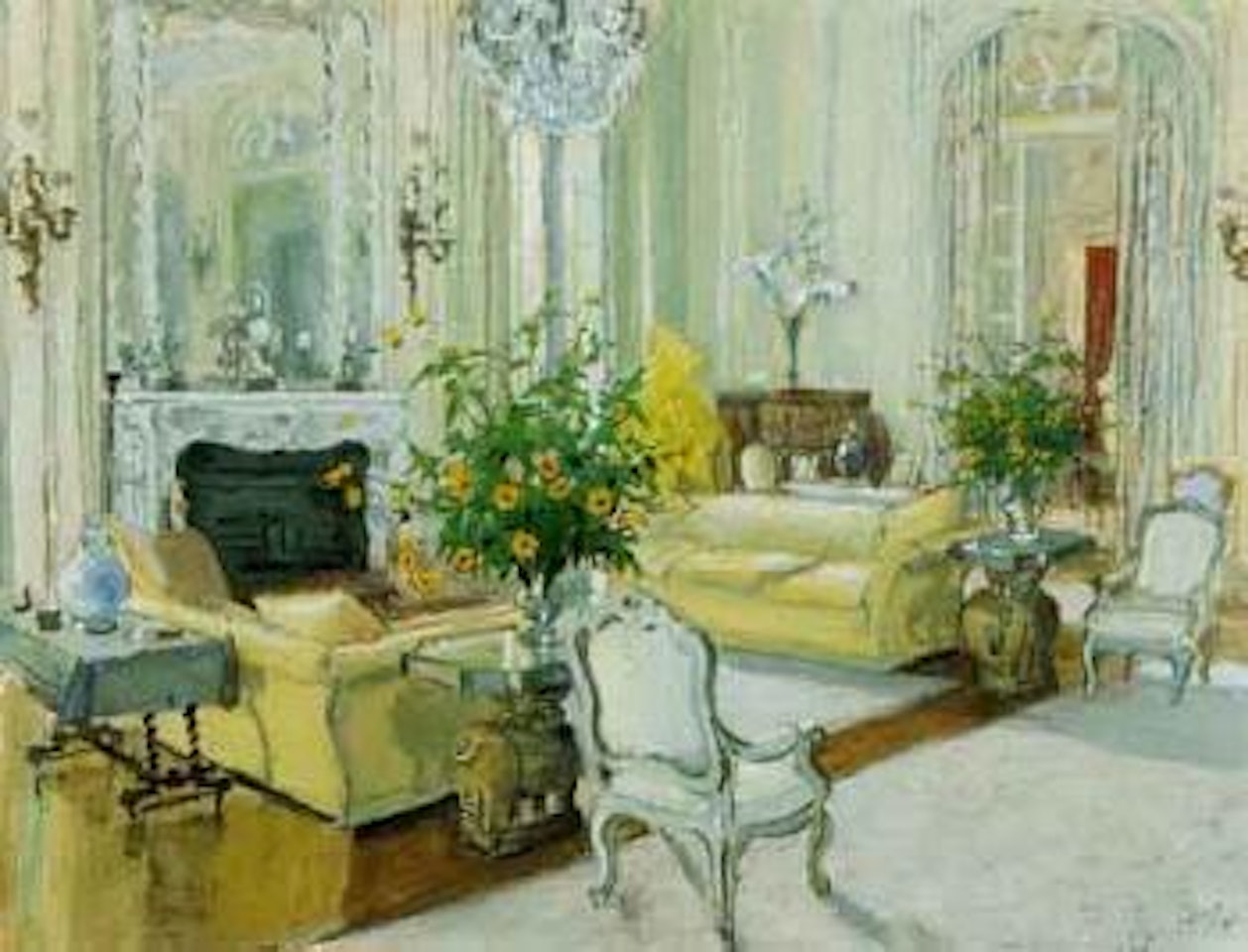Interior of apartment of Count Kotzebei in Paris by Mstislav Valerianovich Dobuzhinsky
