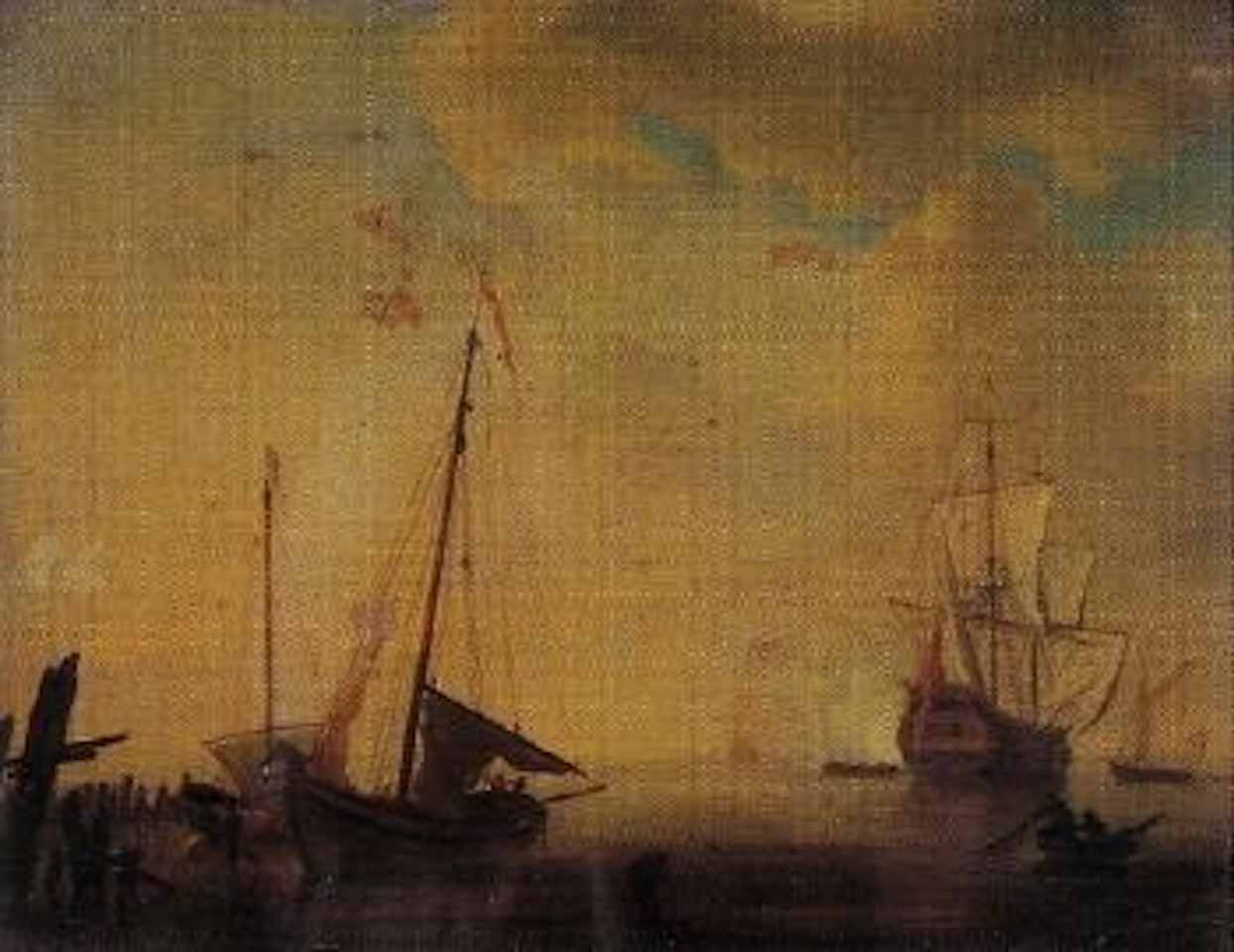 Ship firing salute in a calm by Peter Monamy