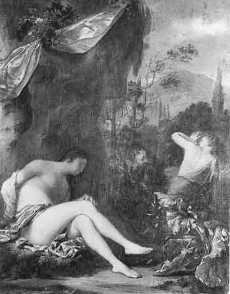 Sleeping nymph with man surprised by satyr by Willem van Mieris