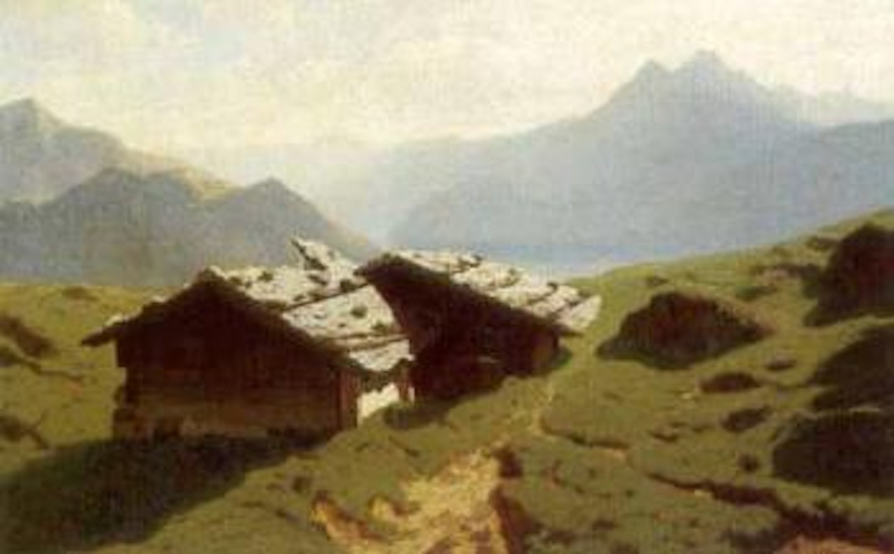 Mountain hut near Lake Geneva by Alexandre Calame