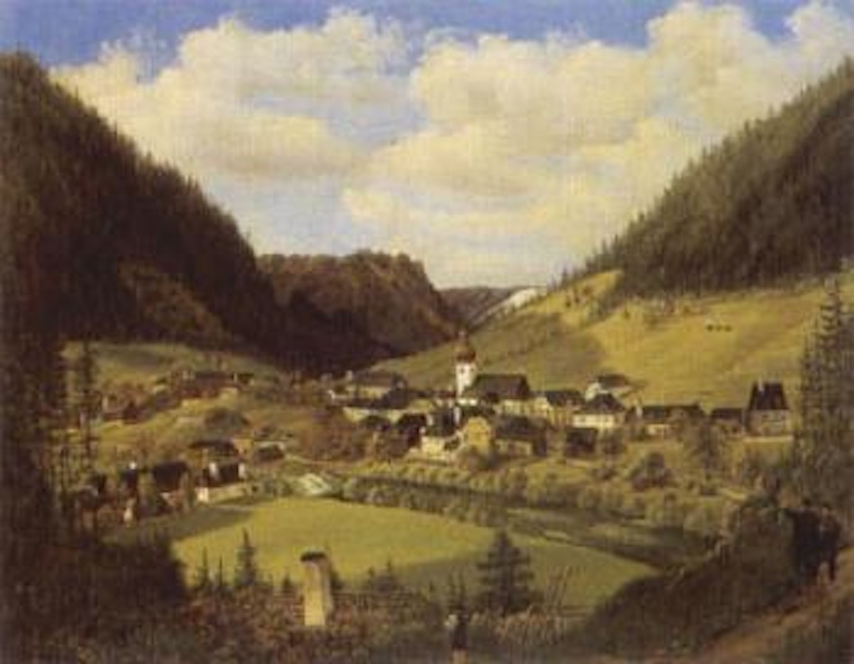 Alpine village by Austrian School
