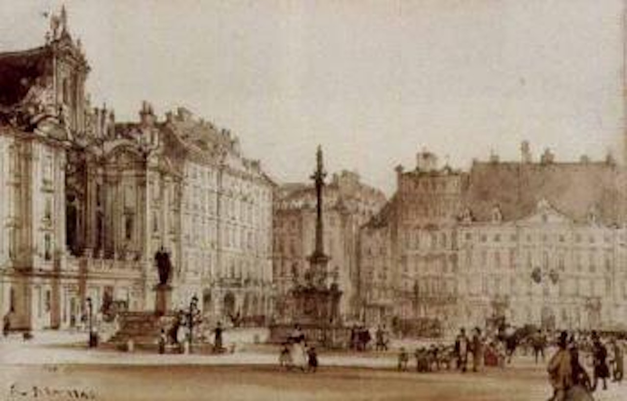 Man crossing aqueduct by Rudolf von Alt