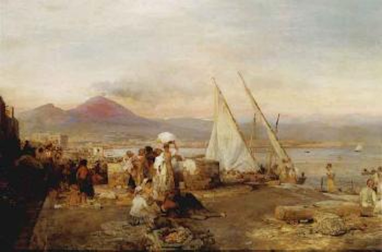Bay of Naples with Vesuvius beyond by Oswald Achenbach