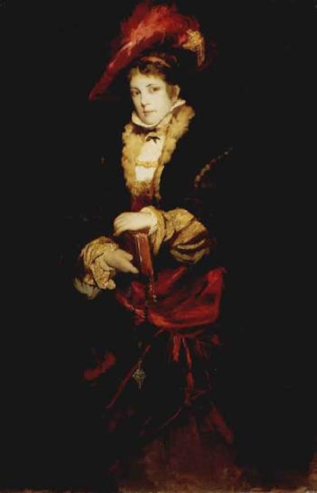 Portrait of lady in red hat by Hans Makart