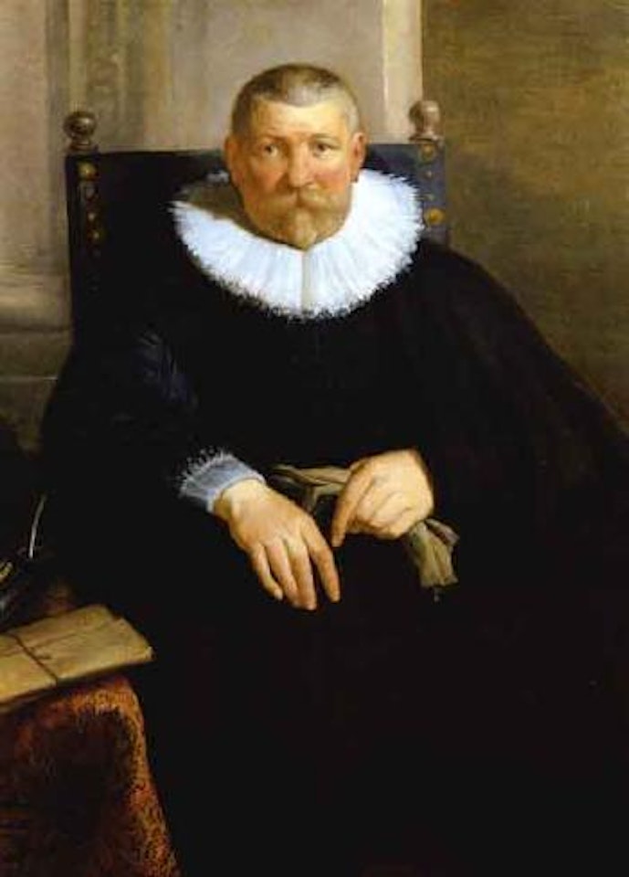 Portrait probably of Judge Steengracht seated at table by Jacob Jordaens