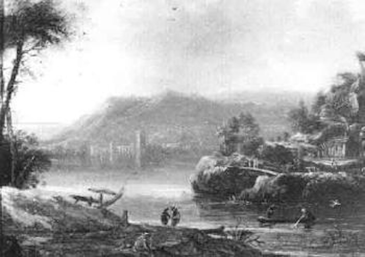 River landscape with figures by Christian Wilhelm Ernst Dietrich