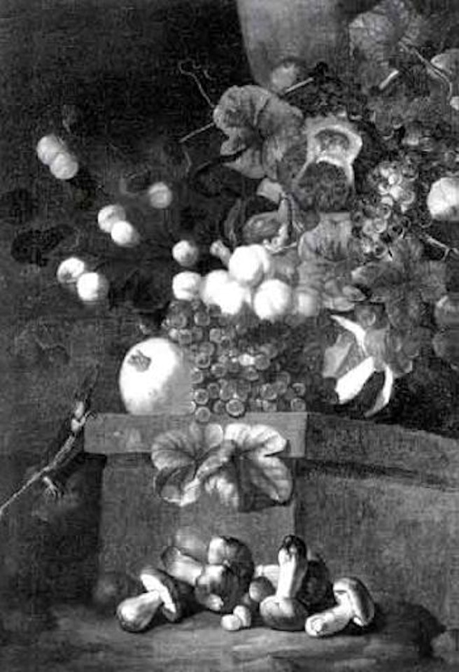 Still life with fruit and mushrooms by Italian School