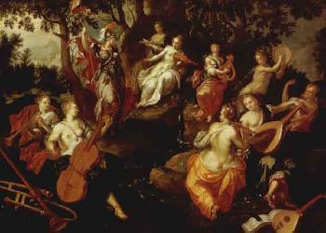 Minerva visiting the Muses on Mount Helicon by Hendrick de Clerck