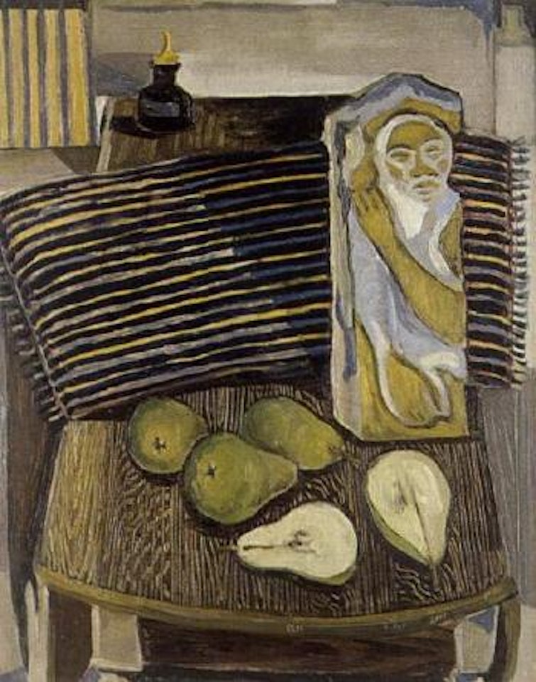 Still life with pears and Irish stone by Gerard Dillon