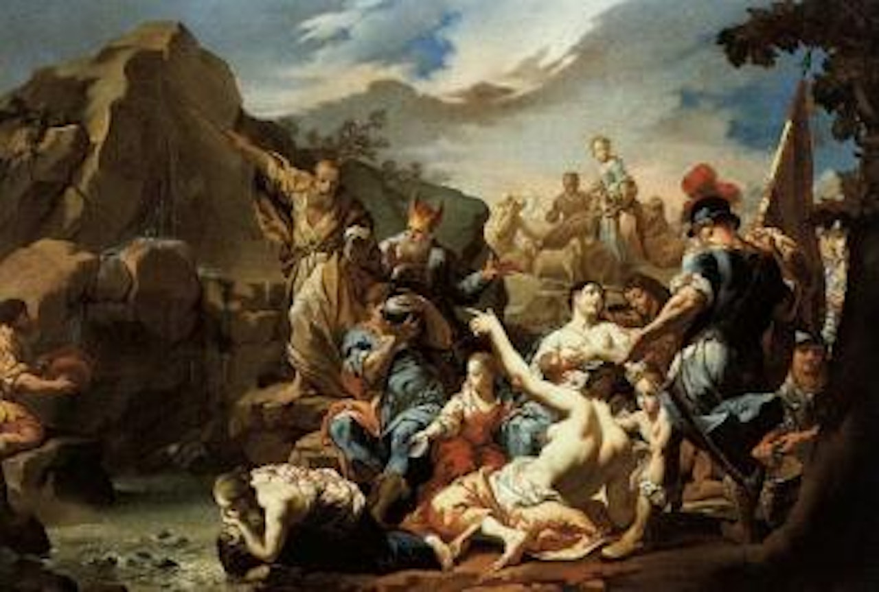Moses making water appear from the rock by Venetian School