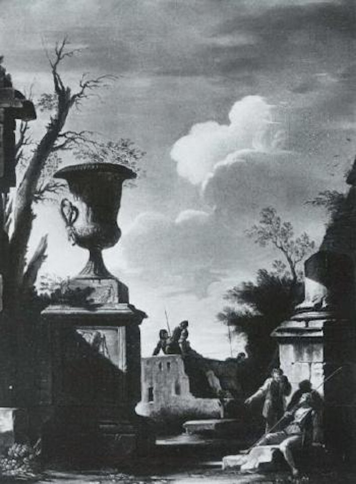 Capriccio with figures by Giovanni Ghisolfi