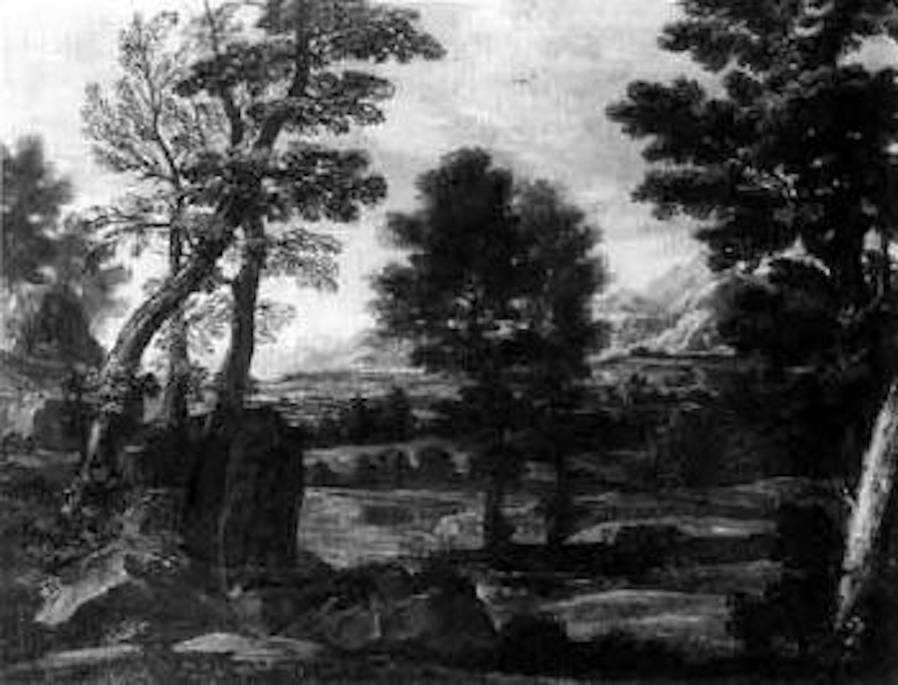 Italianate mountain river landscape by Italian School