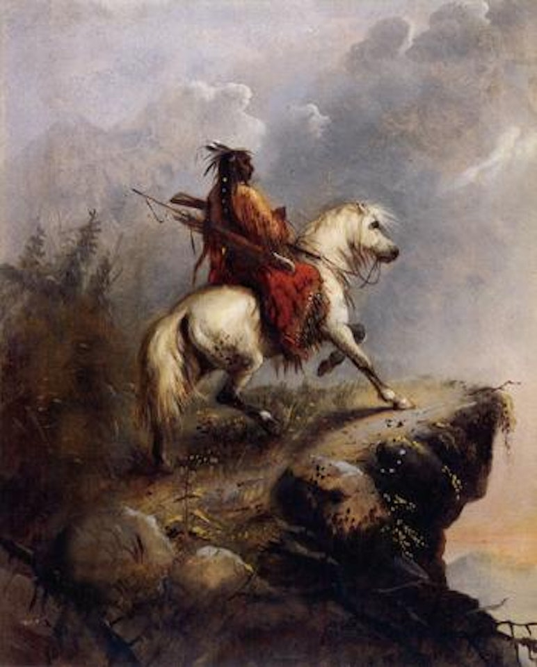 Crow Indian on the lookout by Alfred Jacob Miller