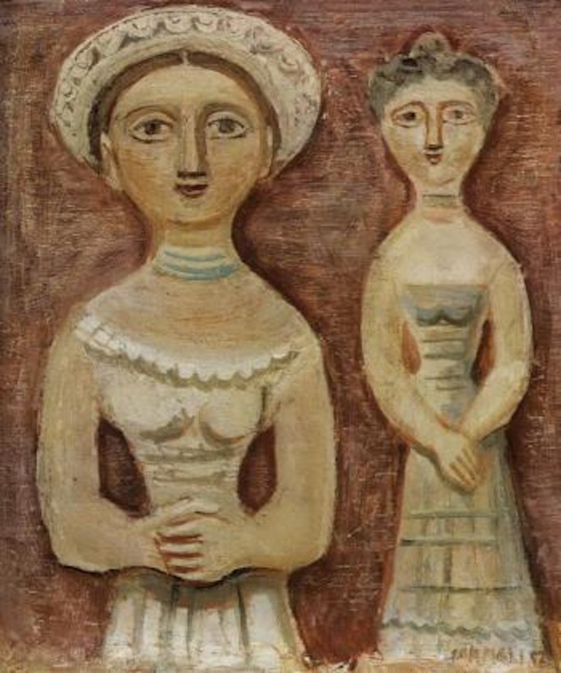 Two female figures by Massimo Campigli