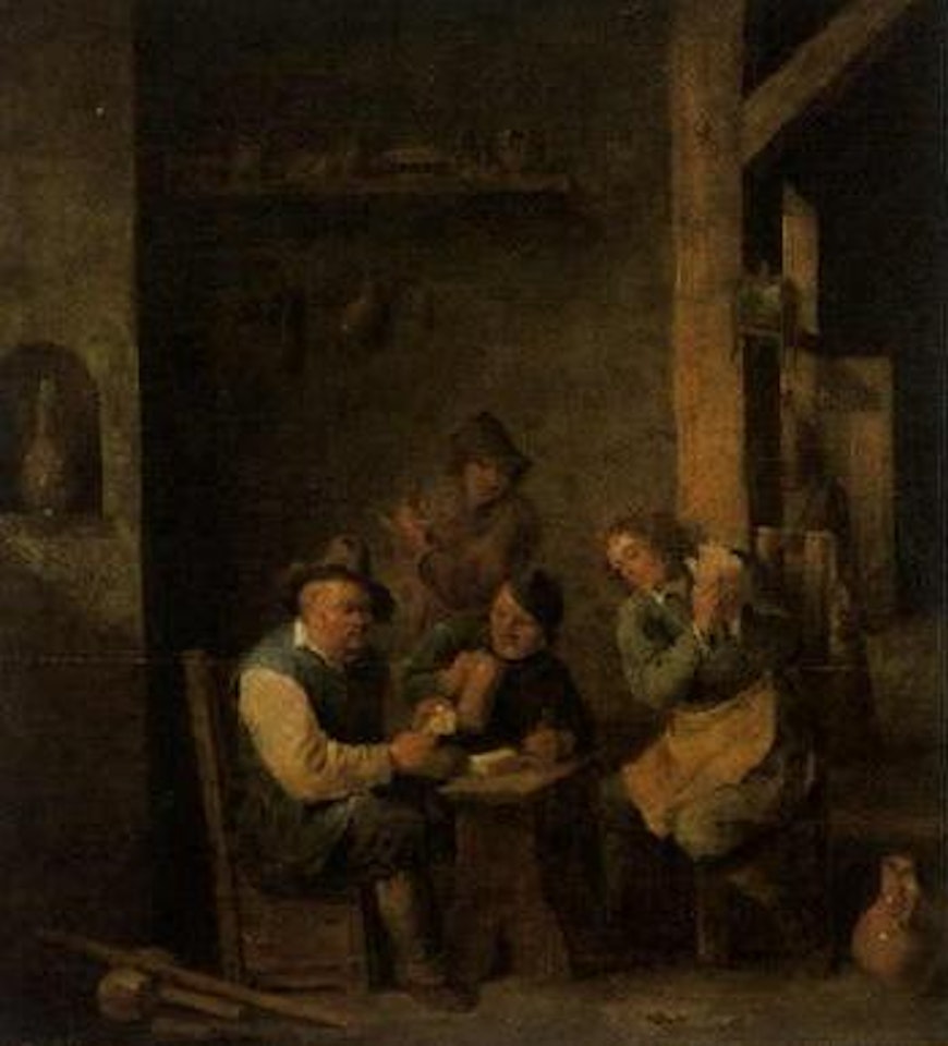 Barn interior with boors drinking by David Teniers II