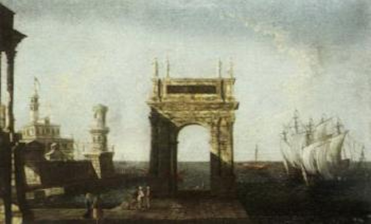 Architectural capriccio with figures by Michele Marieschi
