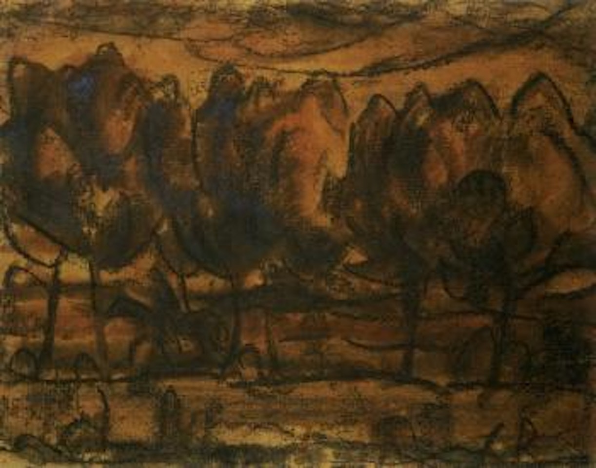 Alpine landscape with rider by Christian Rohlfs