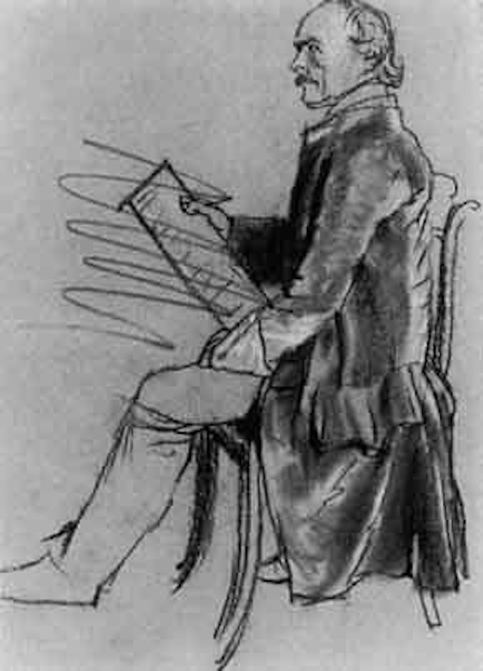 Seated man. Birds by Adolph Menzel