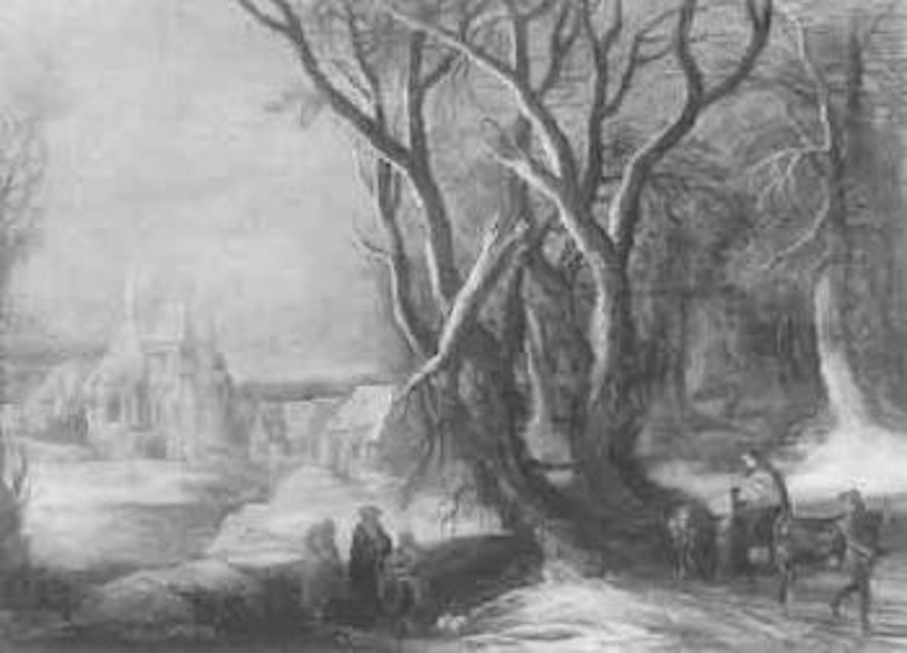 Fuga in Egitto in paesaggio invernale by Adriaen van Stalbemt
