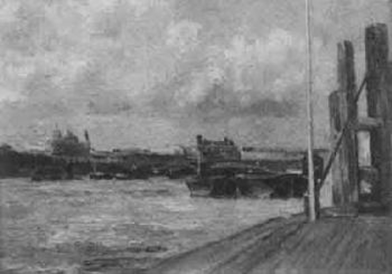 Harbour scene by Eugène Boudin