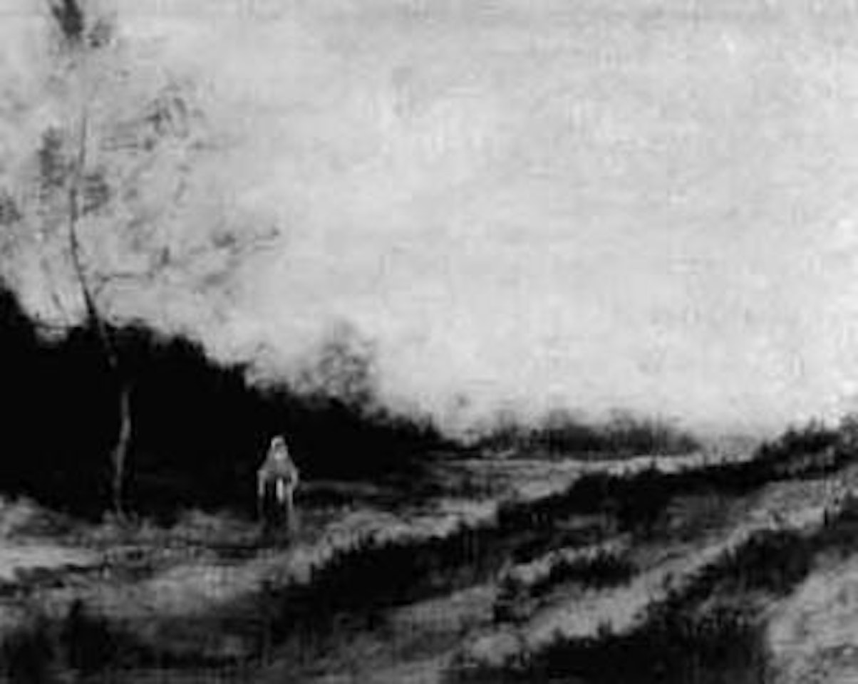 Peasant woman in landscape by Paul Désiré Trouillebert