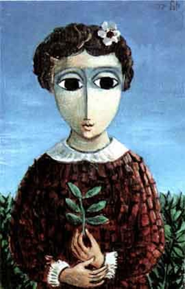 Girl with flower by Yosl Bergner