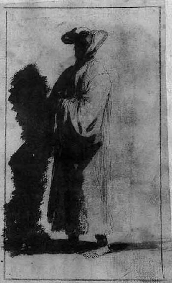 Standing man in long coat by Salvator Rosa