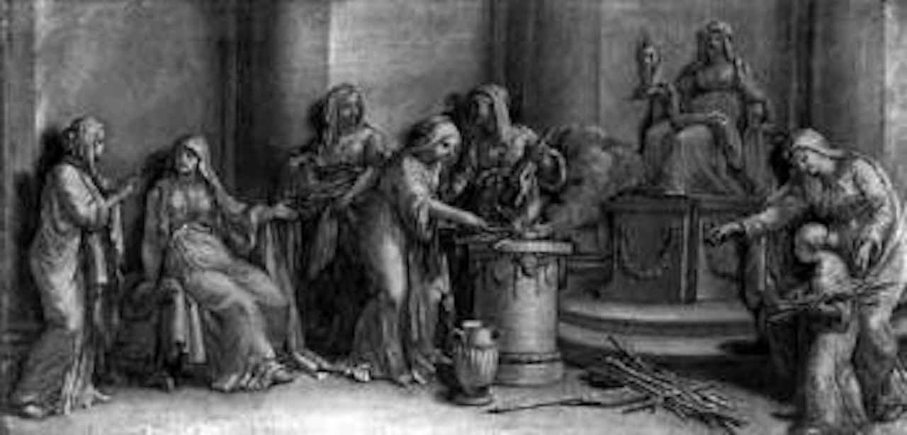 Vestal virgins making up the fire by Angelica Kauffmann