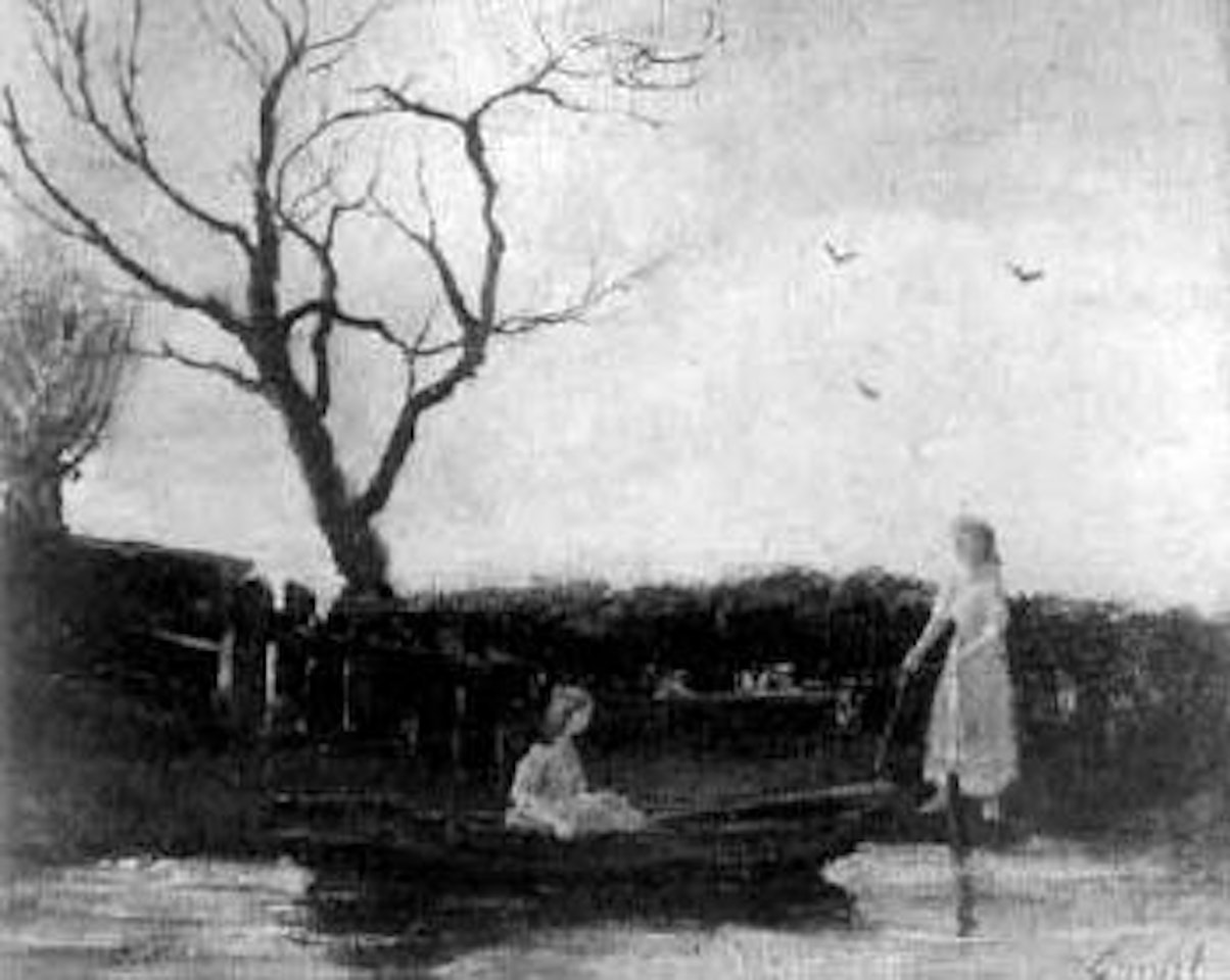 Two girls by water by Edward Cucuel