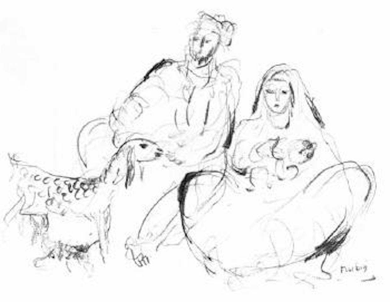 Family and kid by Reuven Rubin