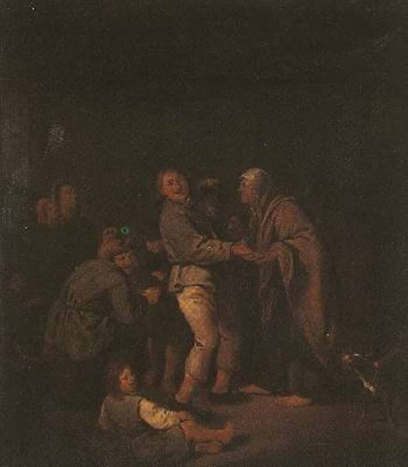 Interior scene with peasants by Jan Miense Molenaer