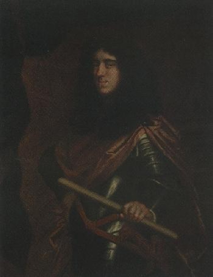 Portrait of gentleman, standing wearing armour and holding baton by Sir Peter Lely