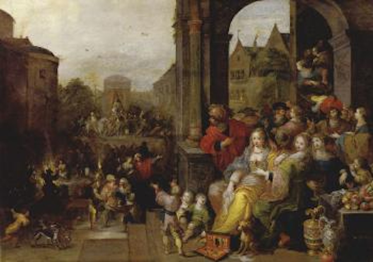 Royal wedding, bride in foreground by Frans Francken II