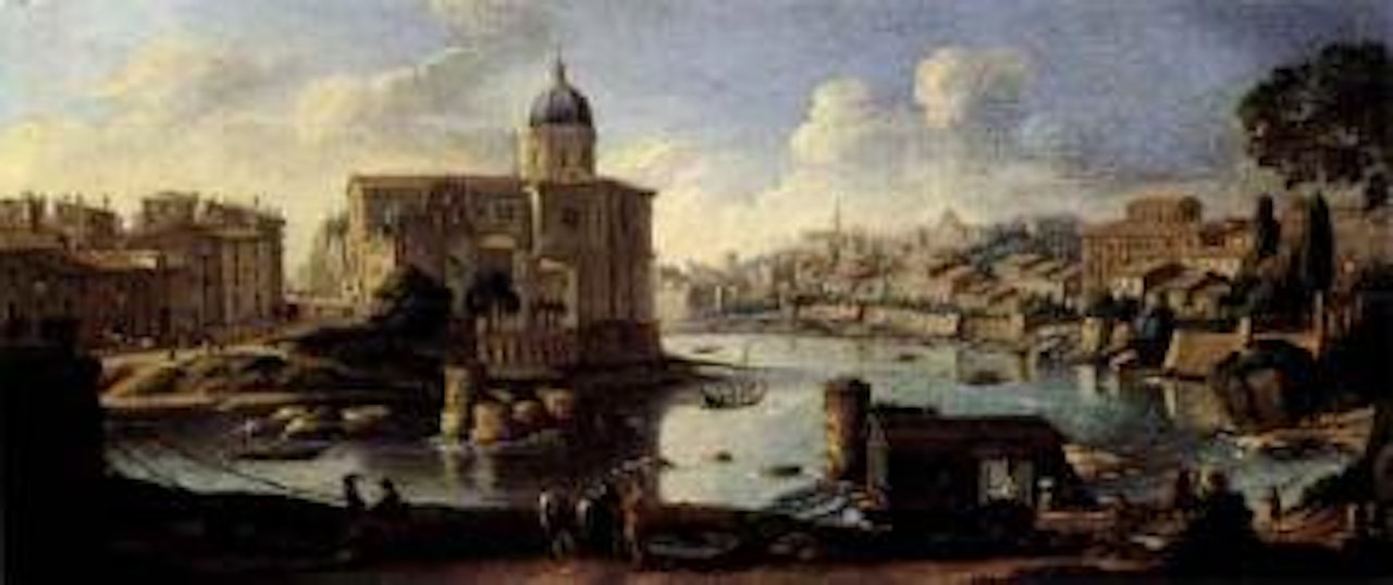 Veduta del Tevere con San Giovanni dei Fiorentini by Gaspar van Wittel