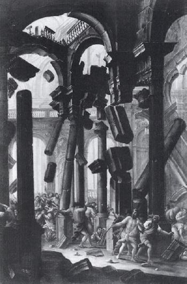 Architectural capriccio with Biblical scene by BOLOGNESE SCHOOL